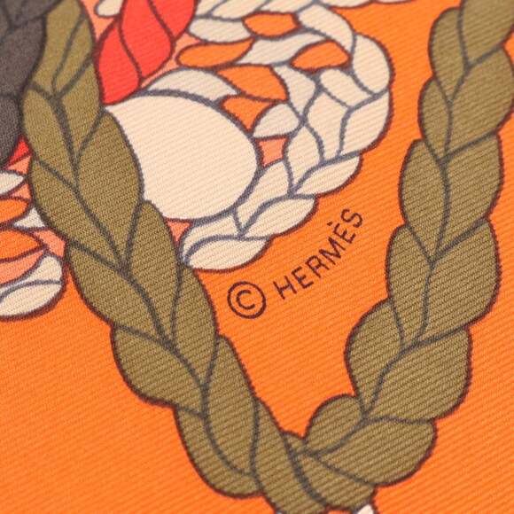 HERMES Orange Silk Scarf - Picture 7 of 8